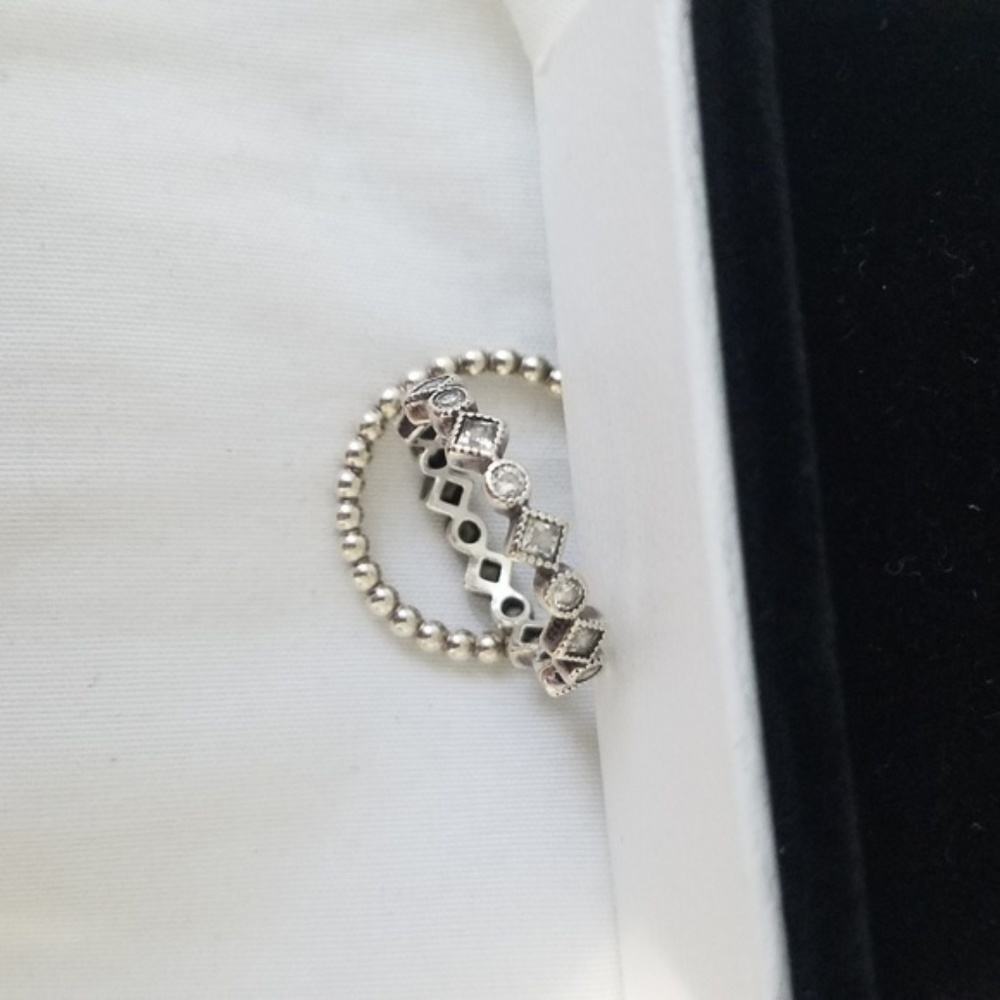 Authentic set of 2 Pandora Silver Stacking Rings